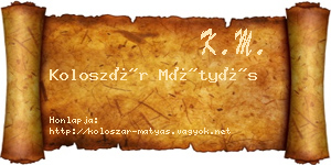 Koloszár Mátyás névjegykártya