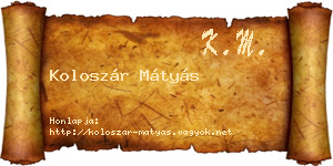 Koloszár Mátyás névjegykártya