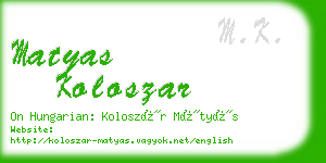 matyas koloszar business card